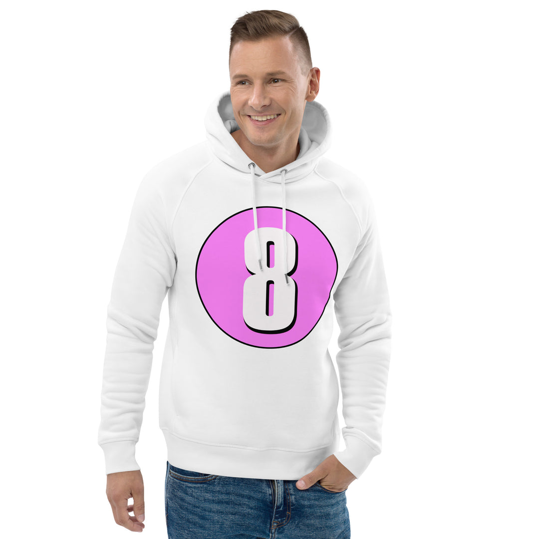 Unisex pullover hoodie: White on Pink 8