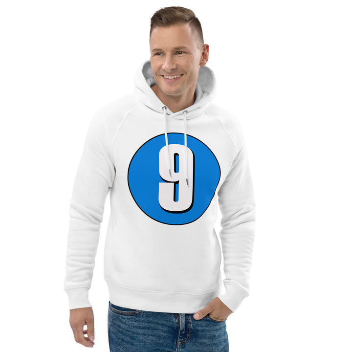 Unisex pullover hoodie: White on Blue 9