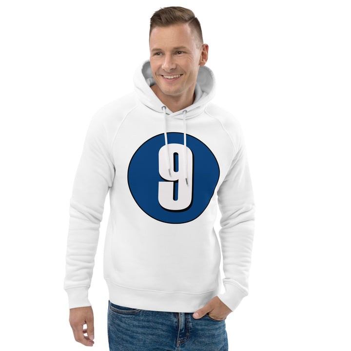 Unisex pullover hoodie: White on Navy Blue 9