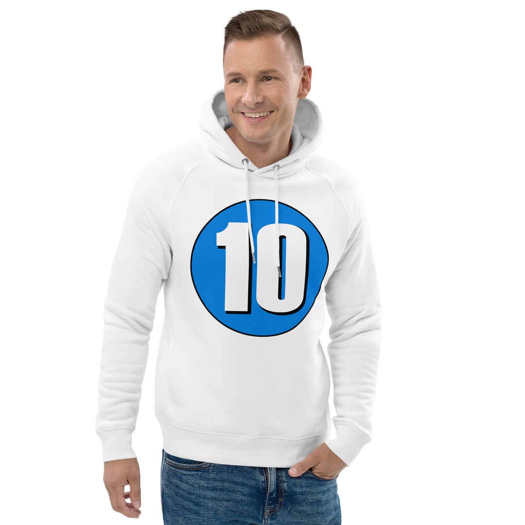 Unisex pullover hoodie: White on Blue 10