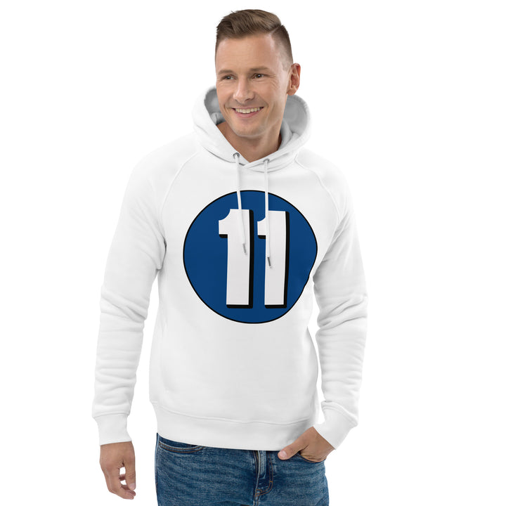 Unisex pullover hoodie: White on Navy Blue 11