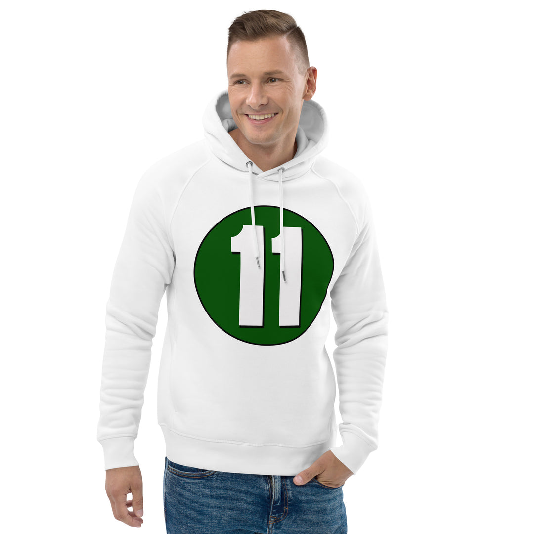 Unisex pullover hoodie: White on Hunter Green 11