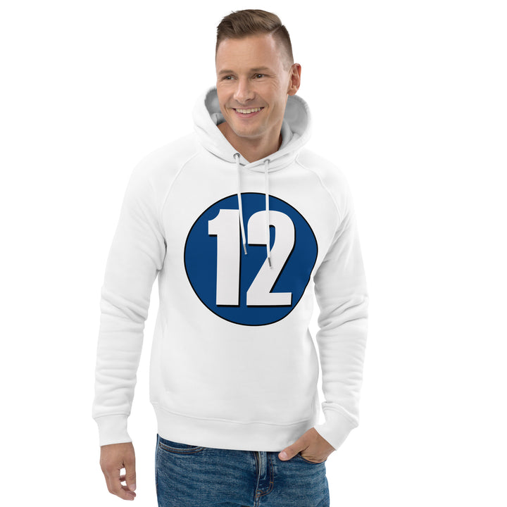 Unisex pullover hoodie: White on Navy Blue 12