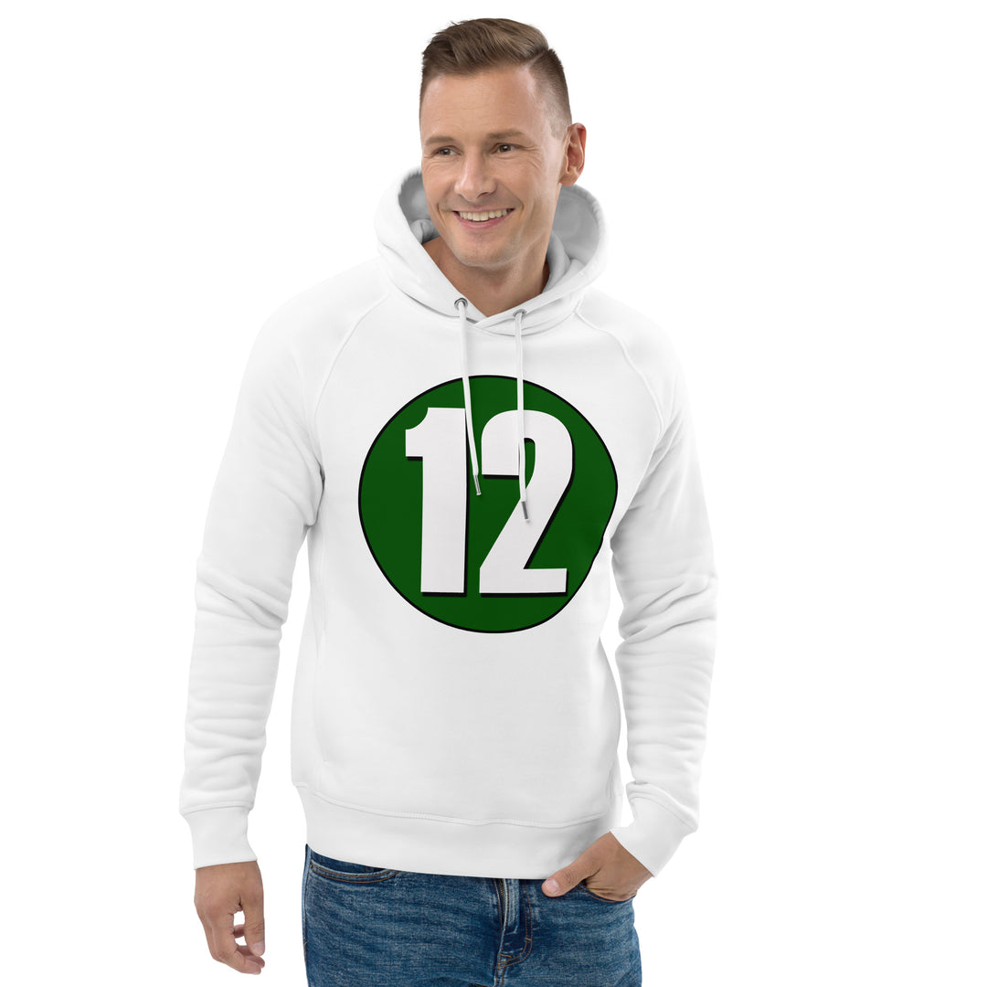 Unisex pullover hoodie: White on Hunter Green 12