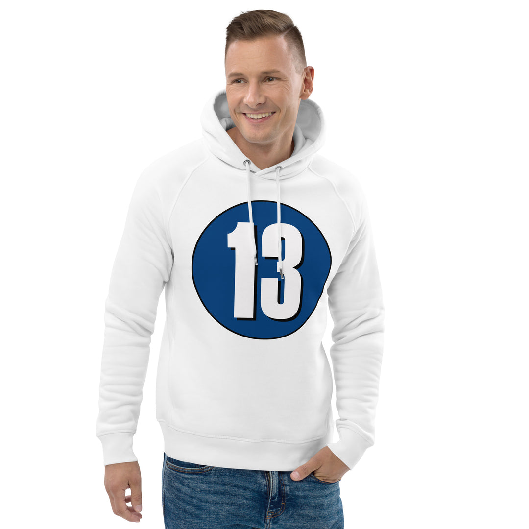 Unisex pullover hoodie: White on Navy Blue 13