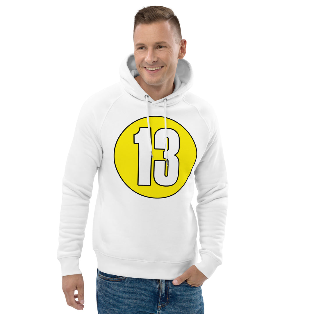 Unisex pullover hoodie: White on Yellow 13