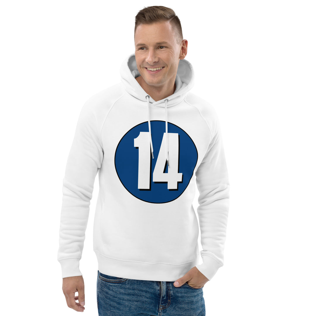 Unisex pullover hoodie: White on Navy Blue 14