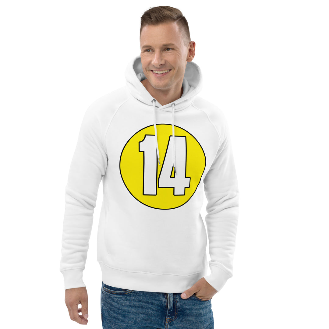 Unisex pullover hoodie: White on Yellow 14