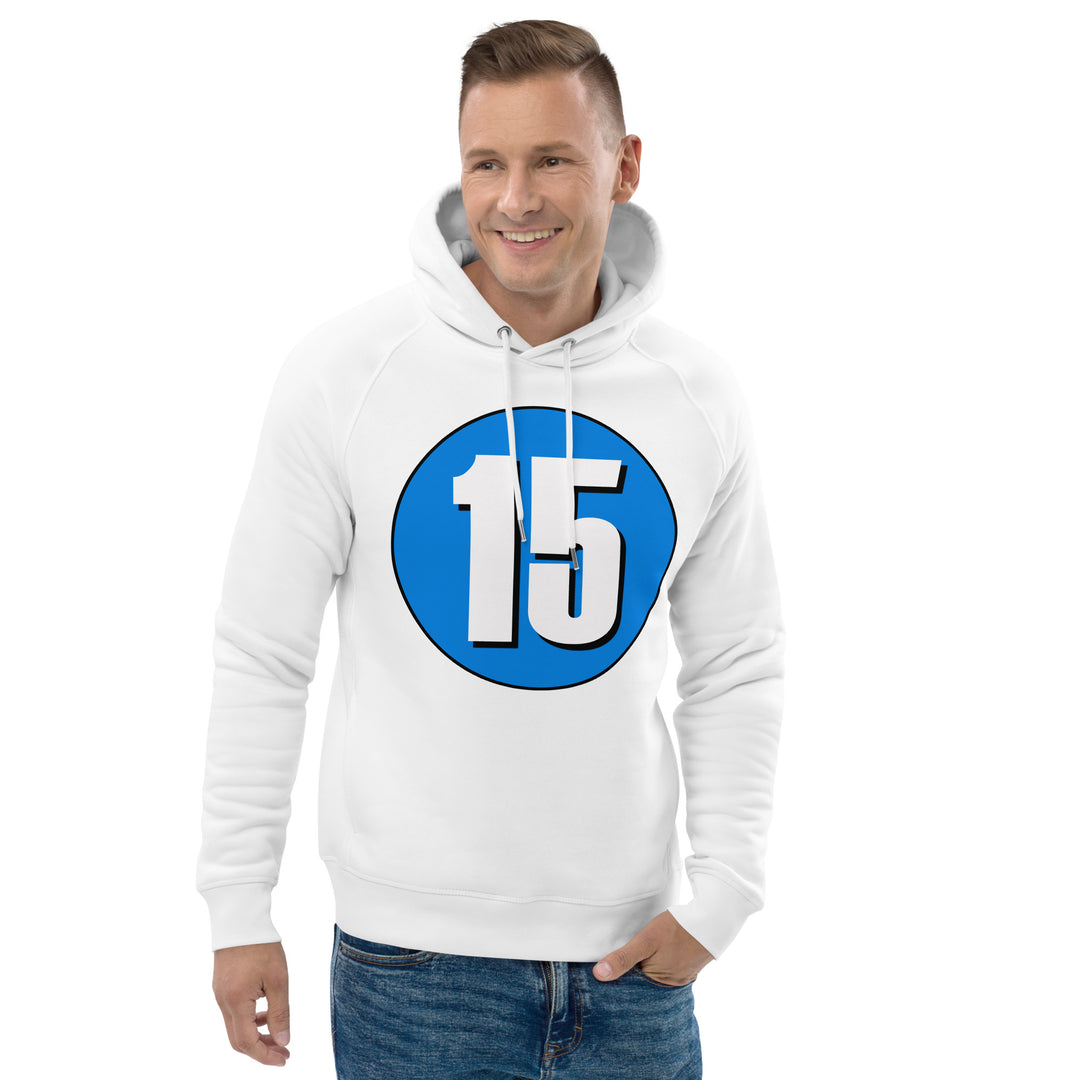 Unisex pullover hoodie: White on Blue 15