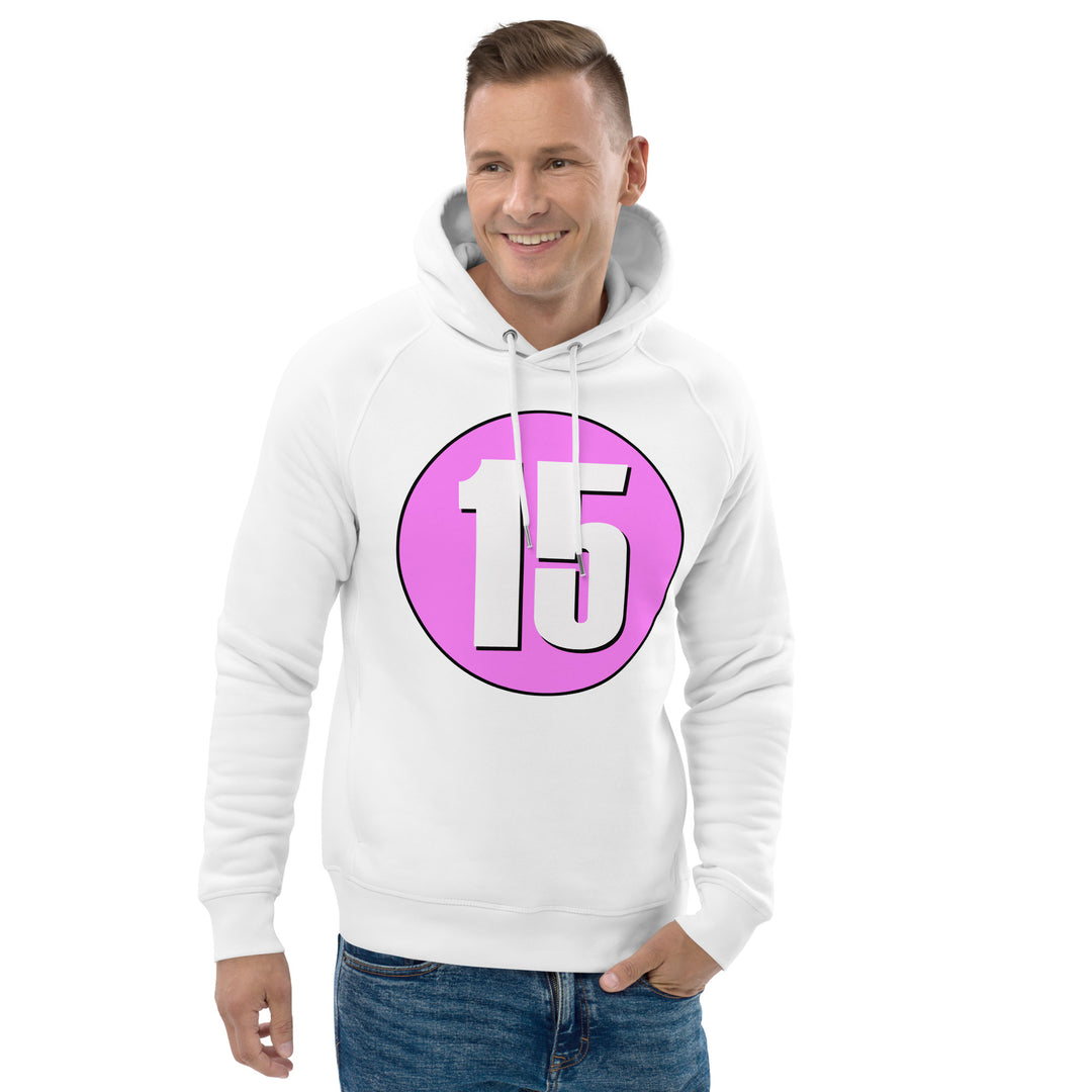 Unisex pullover hoodie: White on Pink 15