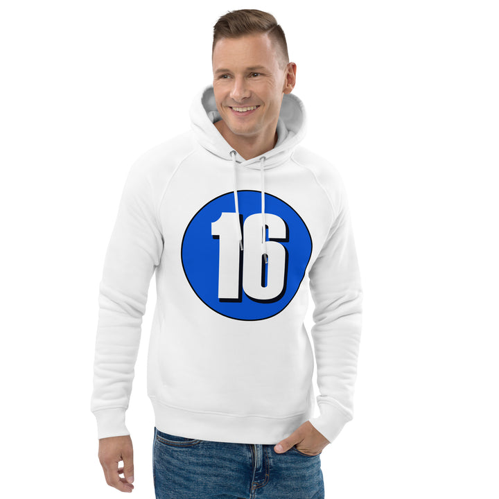 Unisex pullover hoodie: White on Periwinkle 16