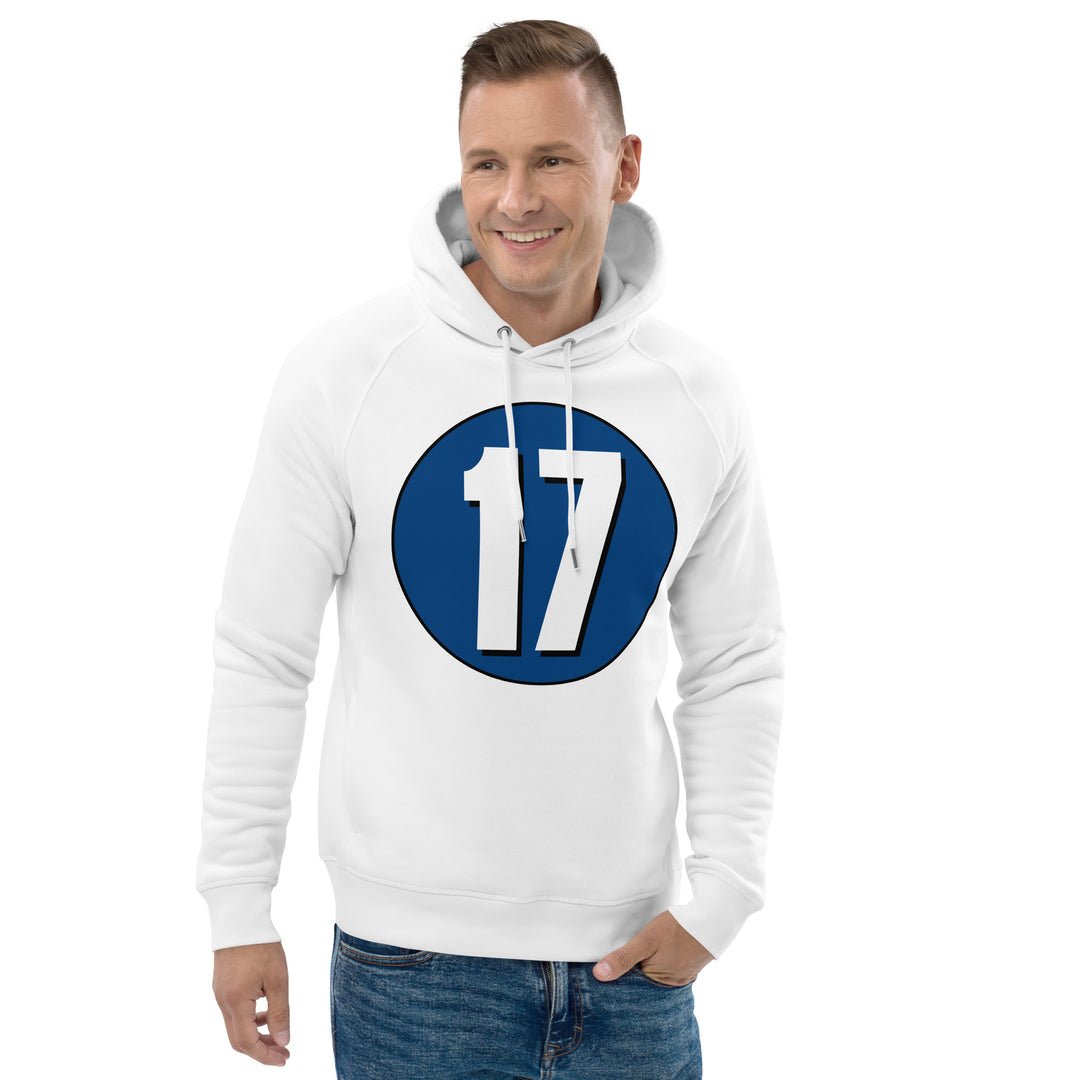 Unisex pullover hoodie: White on Navy Blue 17