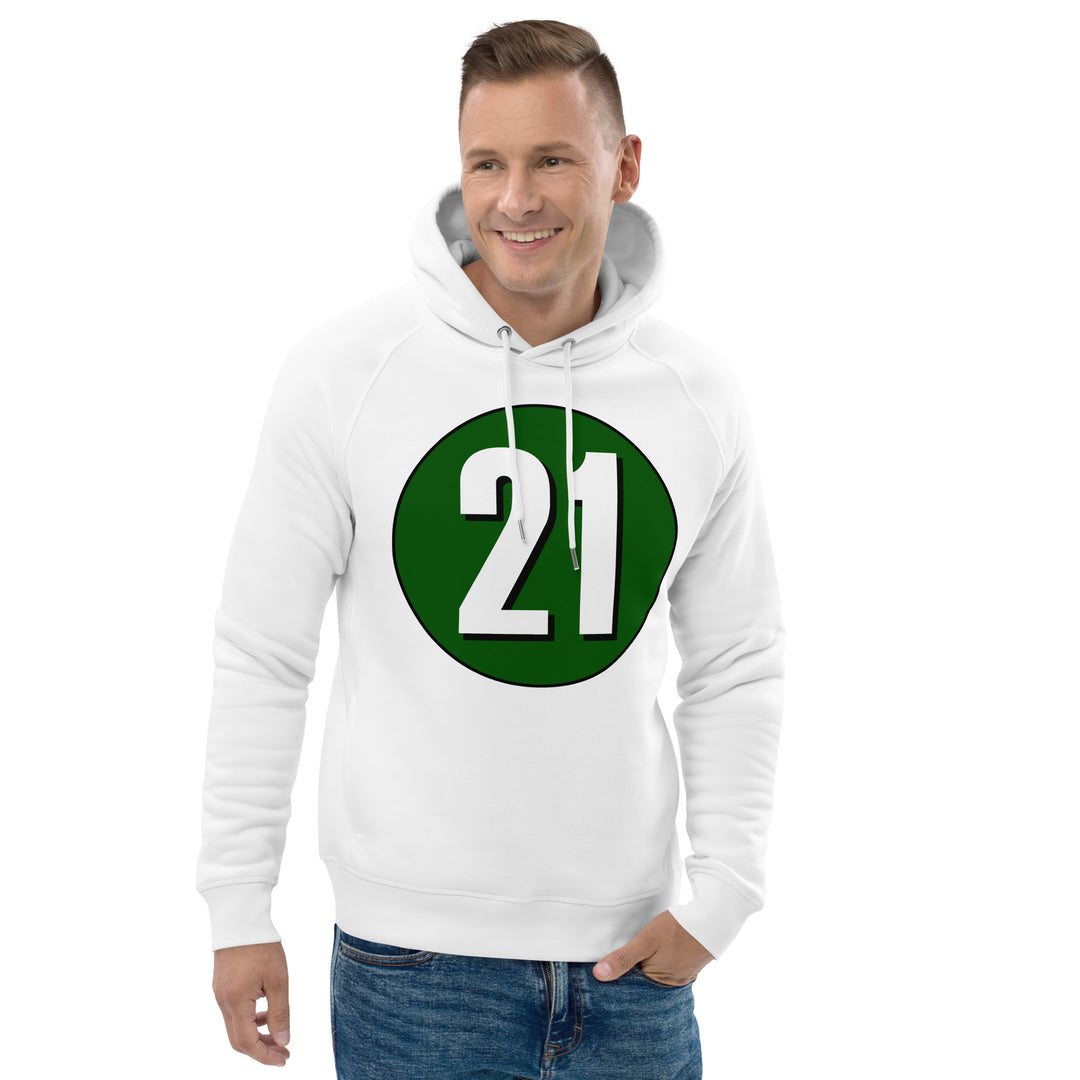 Unisex pullover hoodie: White on Hunter Green 21