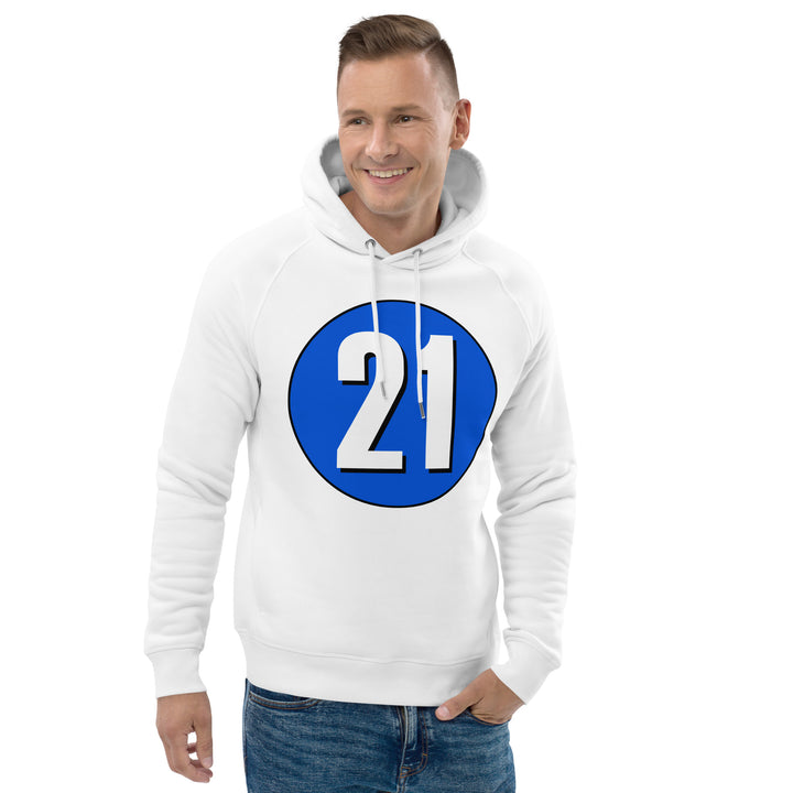 Unisex pullover hoodie: White on Periwinkle 21