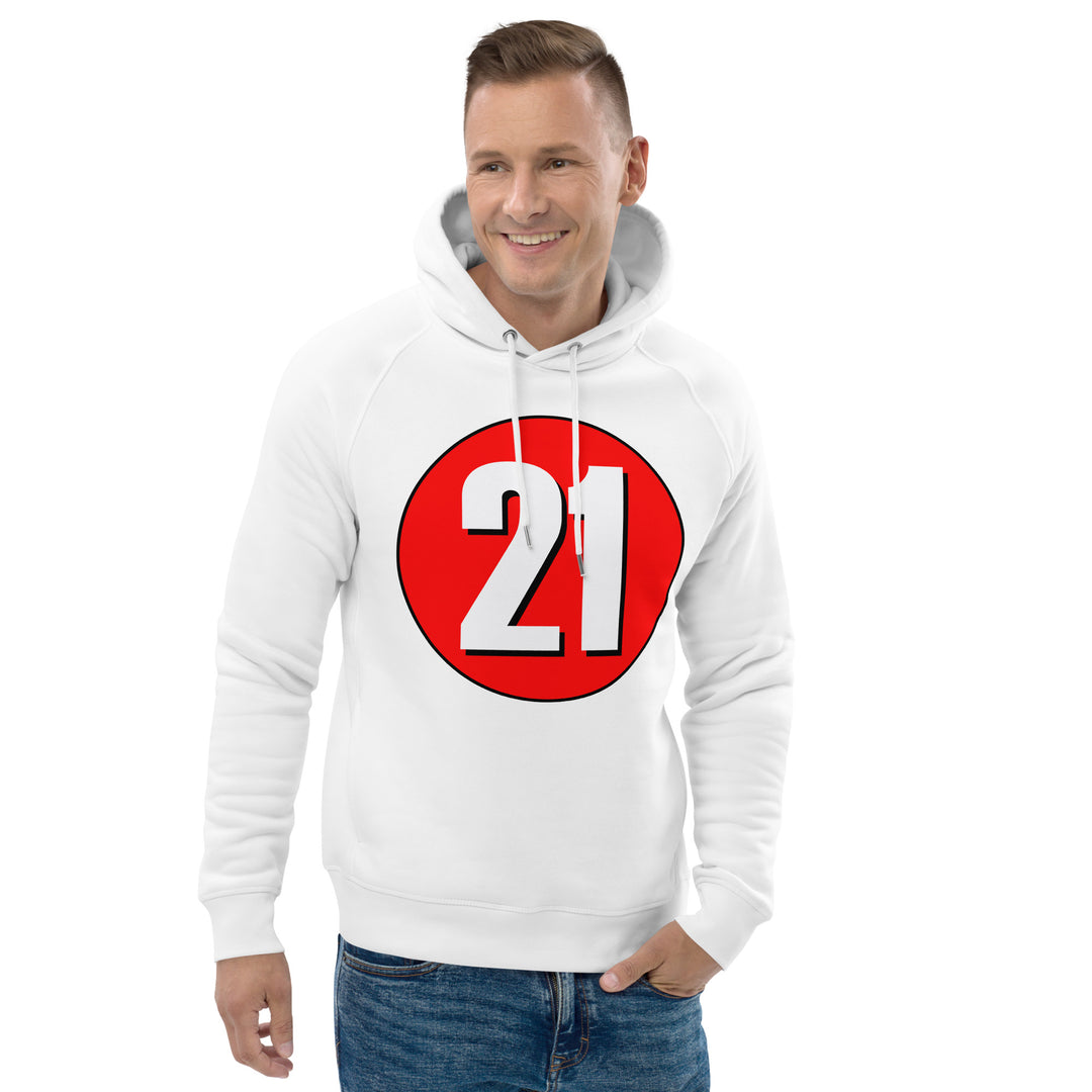 Unisex pullover hoodie: White on Red 21