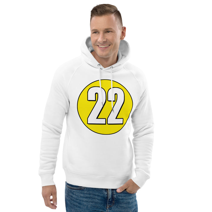 Unisex pullover hoodie: White on Yellow 22