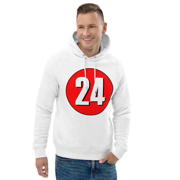 Unisex pullover hoodie: White on Red 24