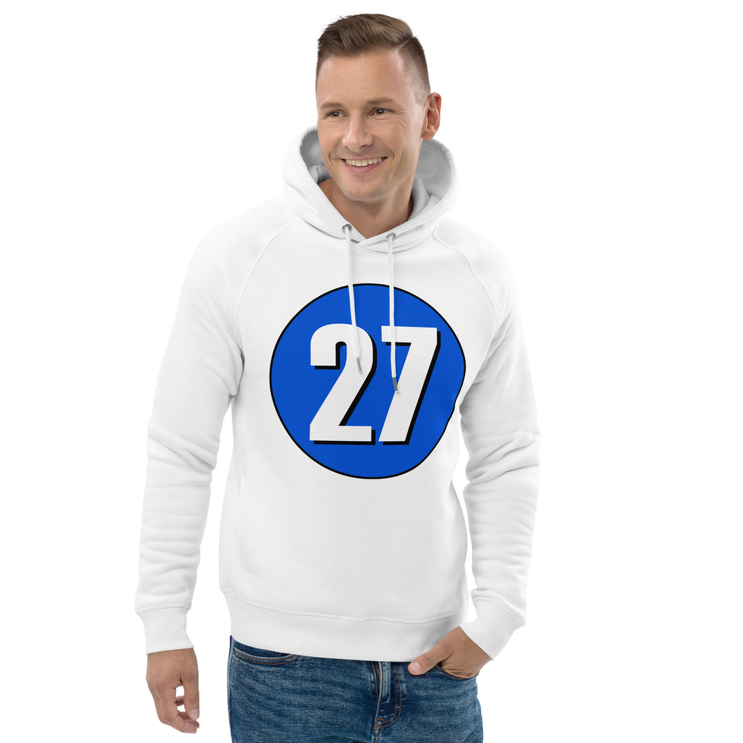 Unisex pullover hoodie: White on Periwinkle 27