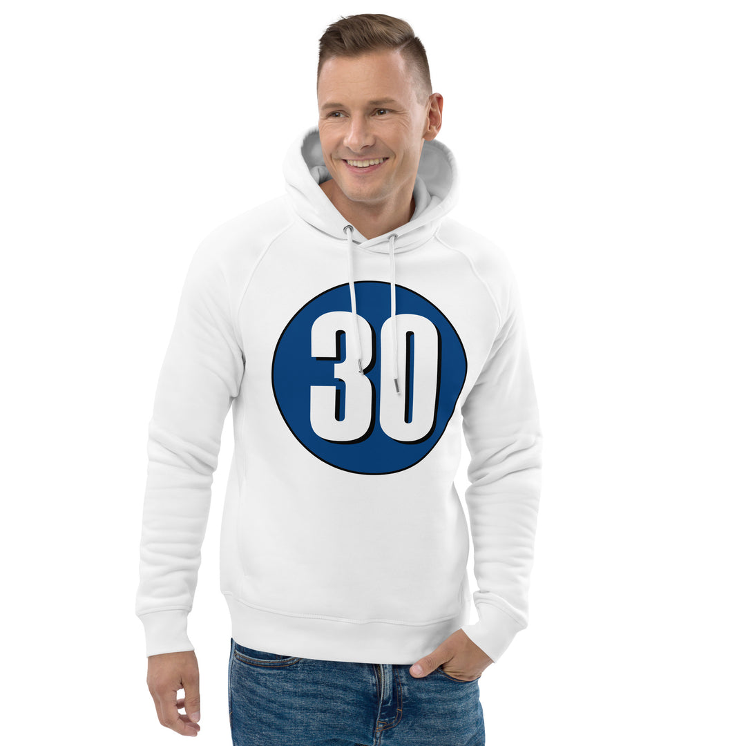 Unisex pullover hoodie: White on Navy Blue 30