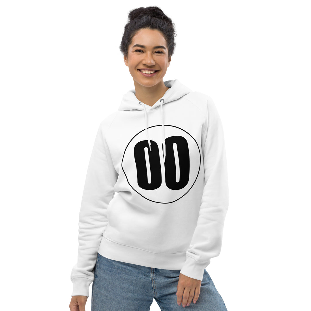 Unisex pullover hoodie: Black on White 00