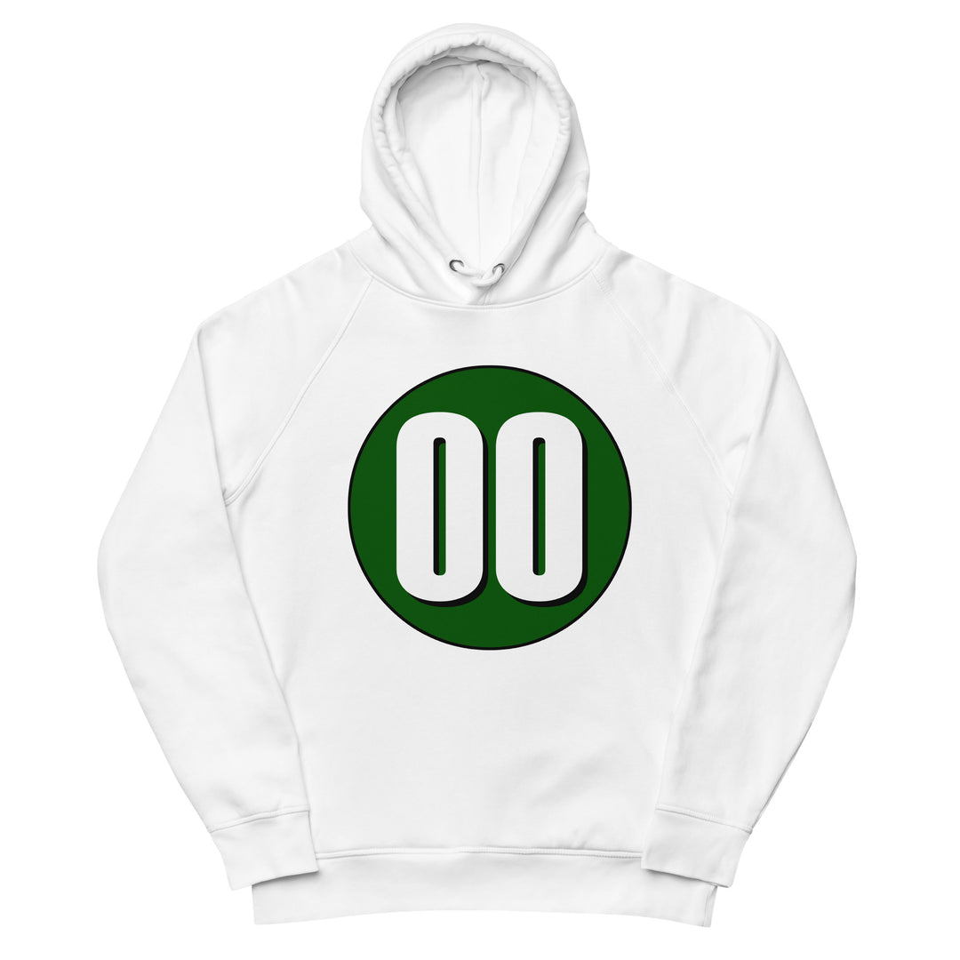 Unisex pullover hoodie: White on Hunter Green 00