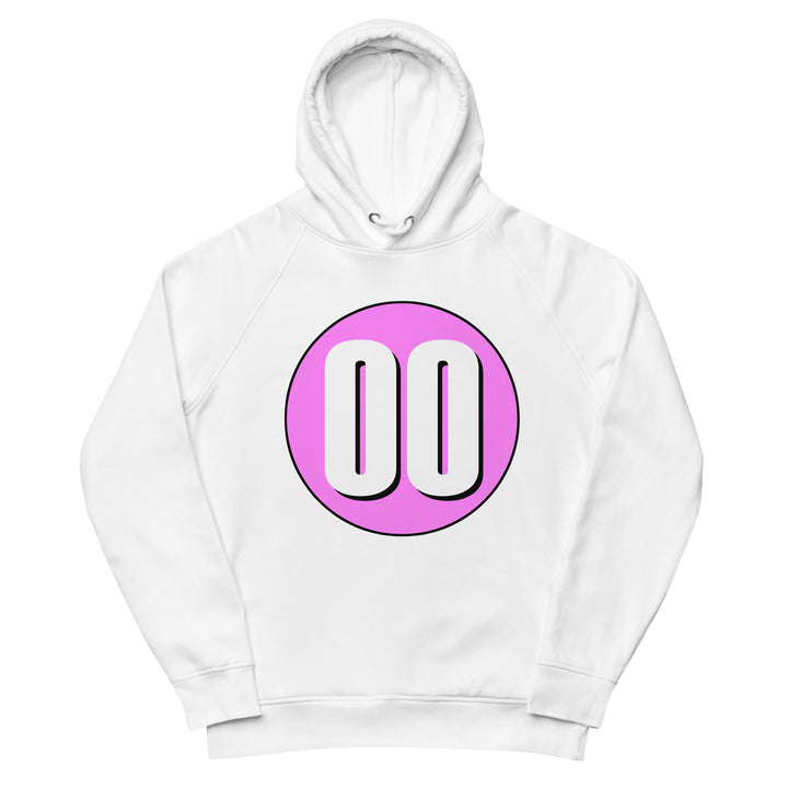 Unisex pullover hoodie: White on Pink 00