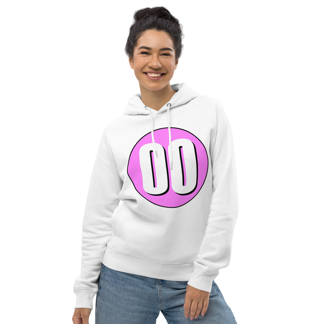 Unisex pullover hoodie: White on Pink 00