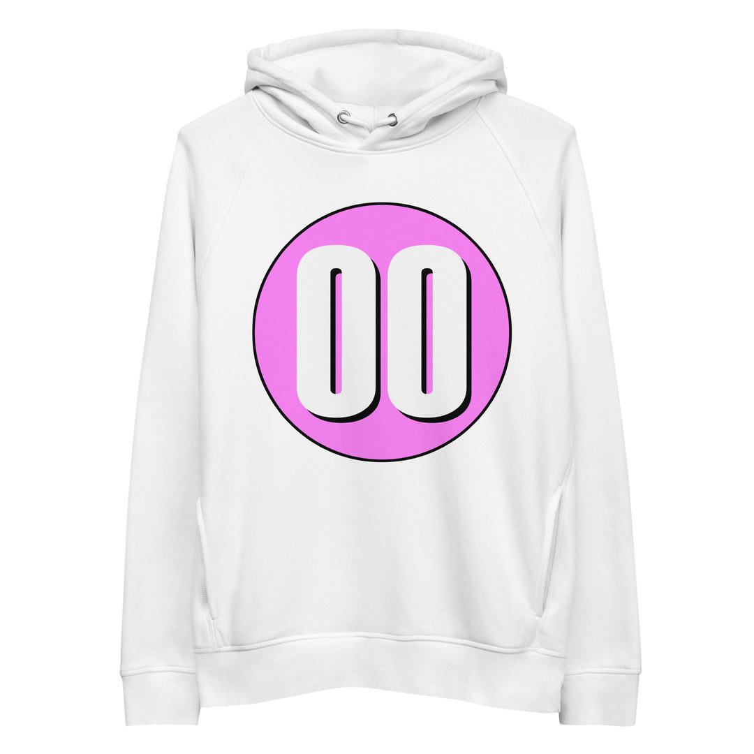 Unisex pullover hoodie: White on Pink 00