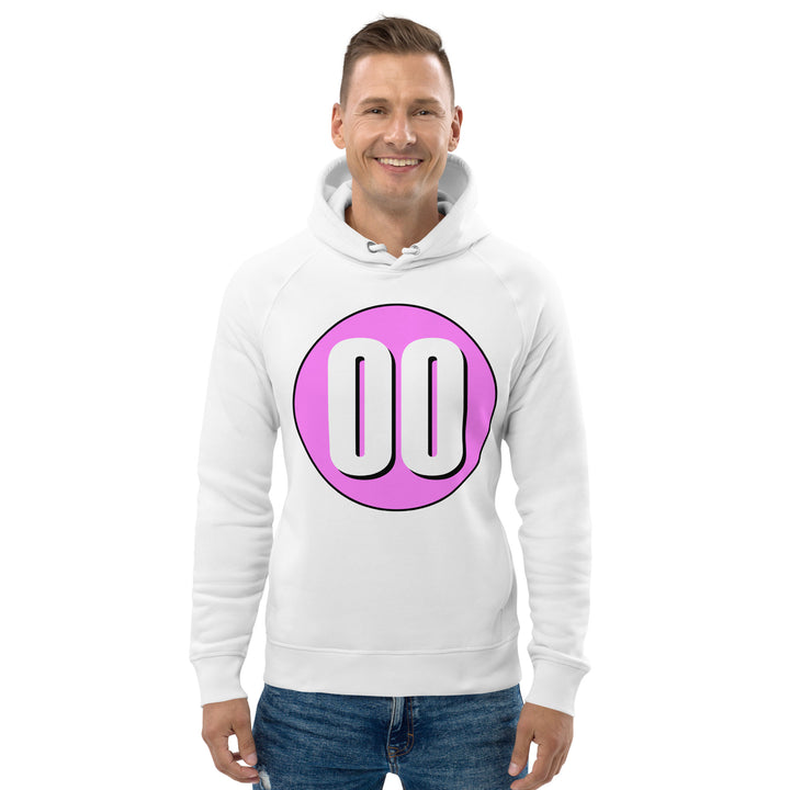 Unisex pullover hoodie: White on Pink 00