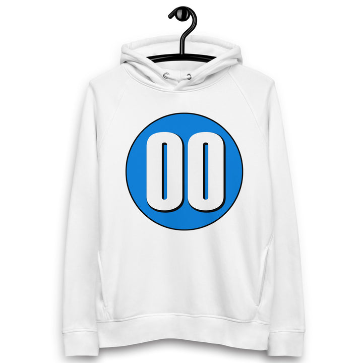 Unisex pullover hoodie: White on Blue 00