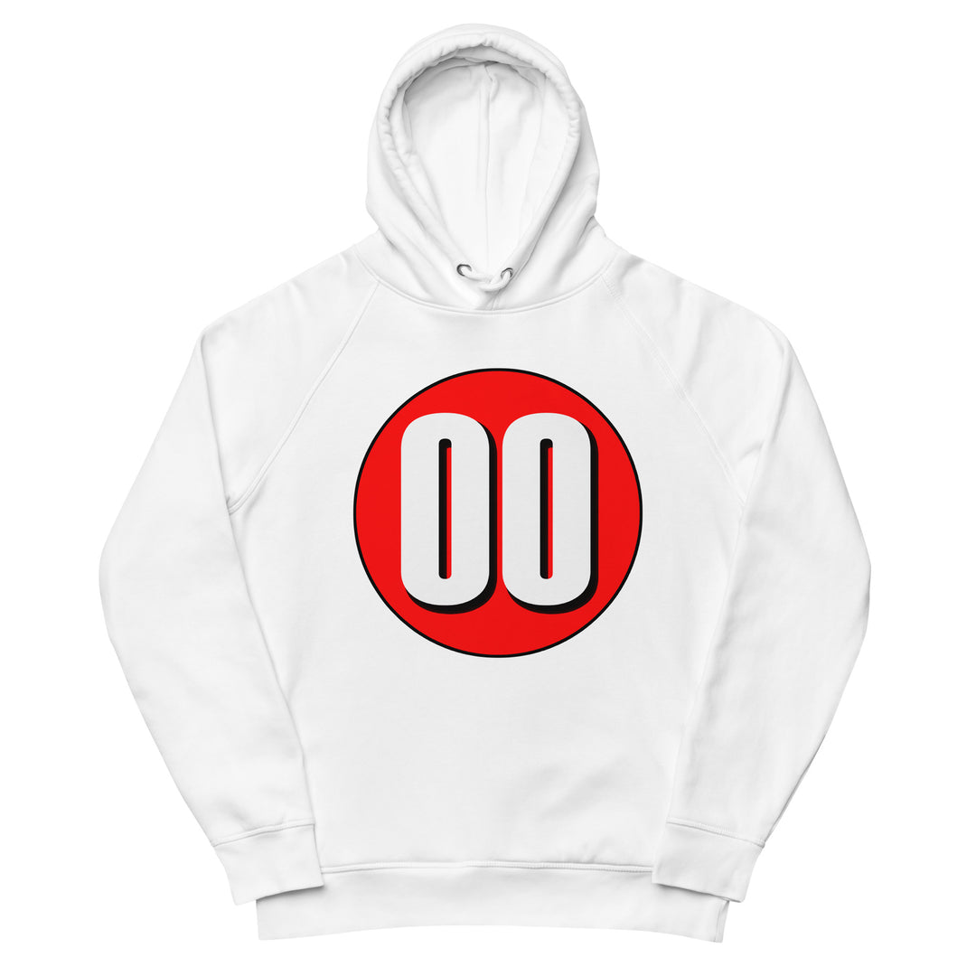 Unisex pullover hoodie: White on Red 00