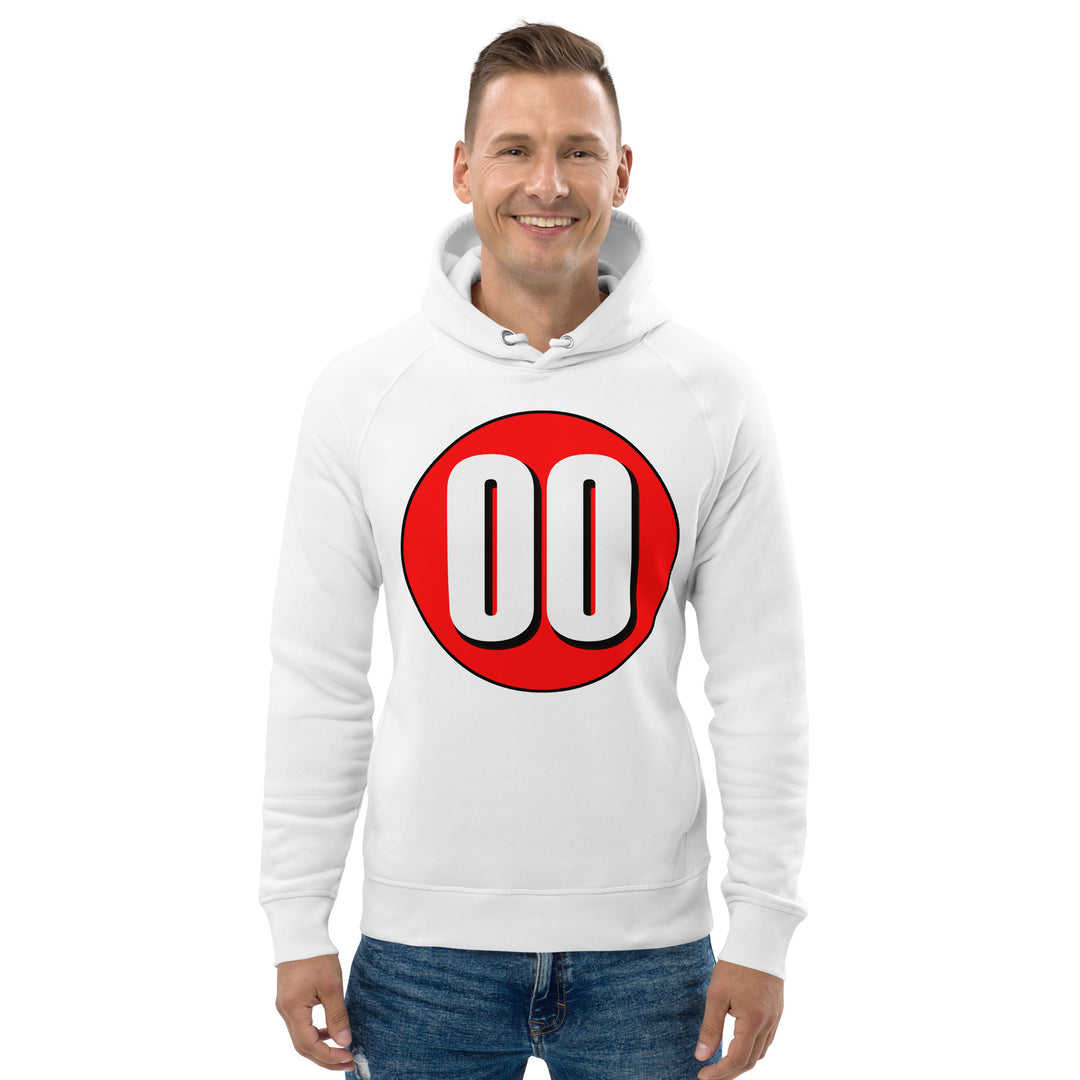 Unisex pullover hoodie: White on Red 00