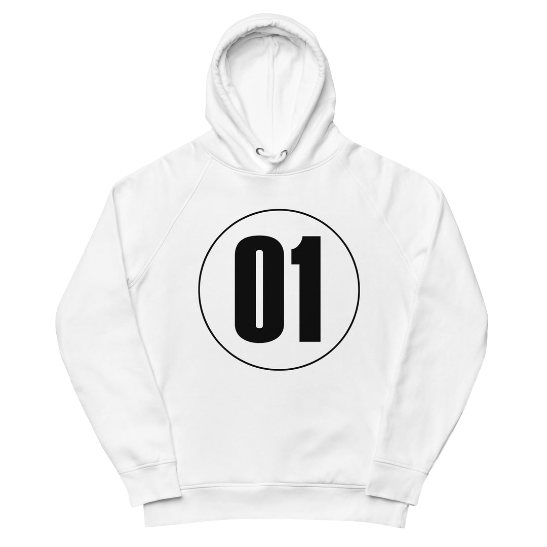 Unisex pullover hoodie: Black on White 01