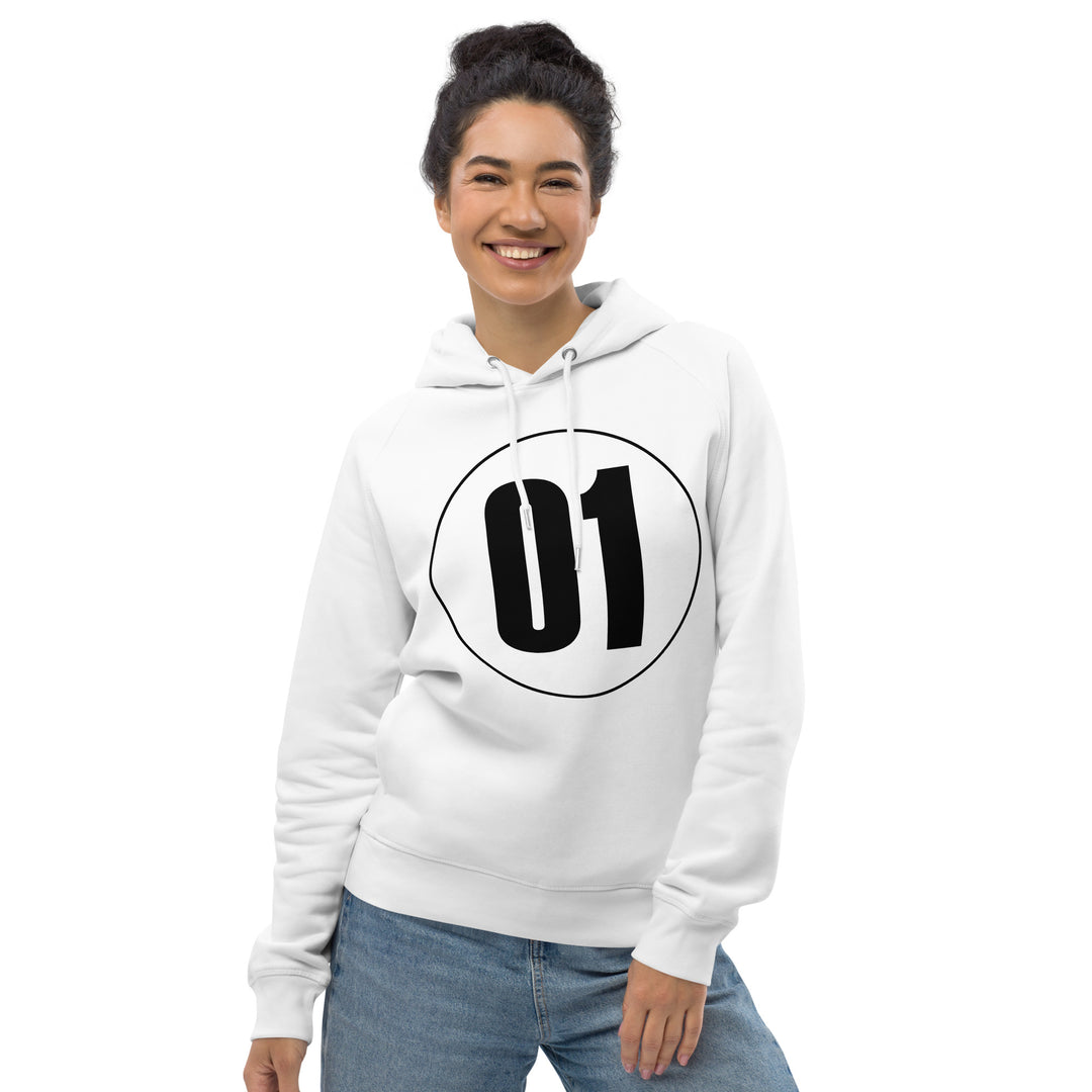 Unisex pullover hoodie: Black on White 01