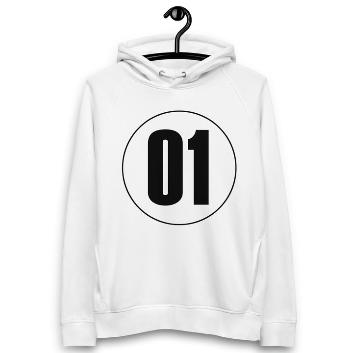 Unisex pullover hoodie: Black on White 01