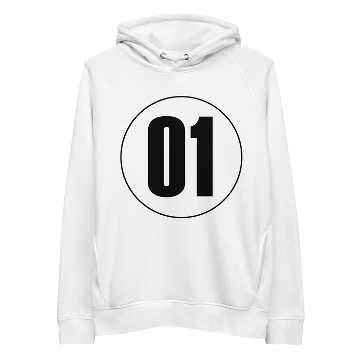 Unisex pullover hoodie: Black on White 01