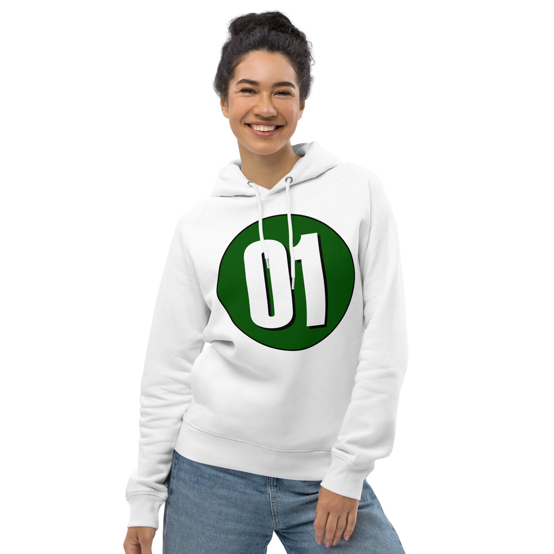 Unisex pullover hoodie: White on Hunter Green 01