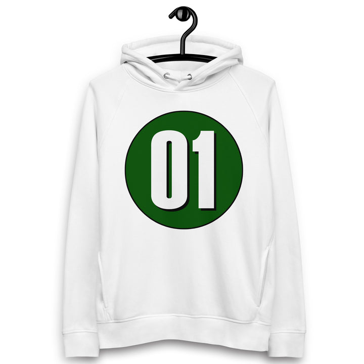 Unisex pullover hoodie: White on Hunter Green 01