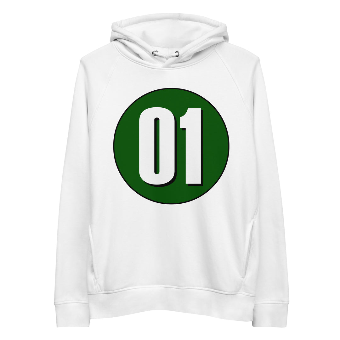 Unisex pullover hoodie: White on Hunter Green 01