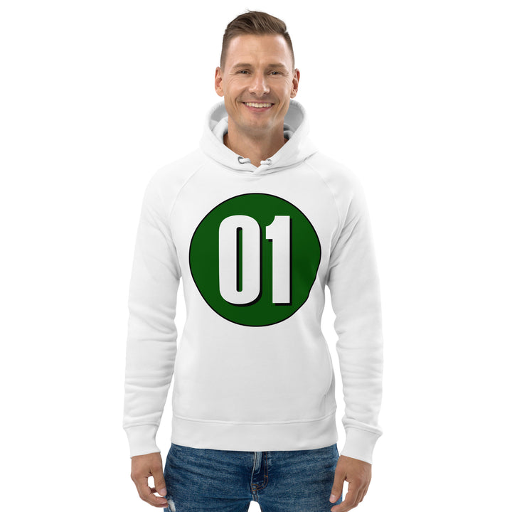 Unisex pullover hoodie: White on Hunter Green 01