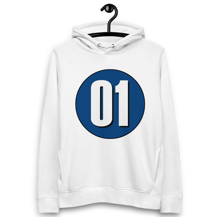 Unisex pullover hoodie: White on Navy Blue 01