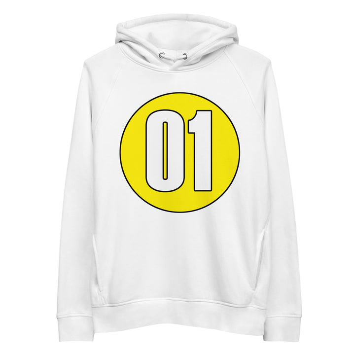 Unisex pullover hoodie: White on Yellow 01