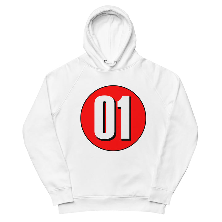 Unisex pullover hoodie: White on Red 01