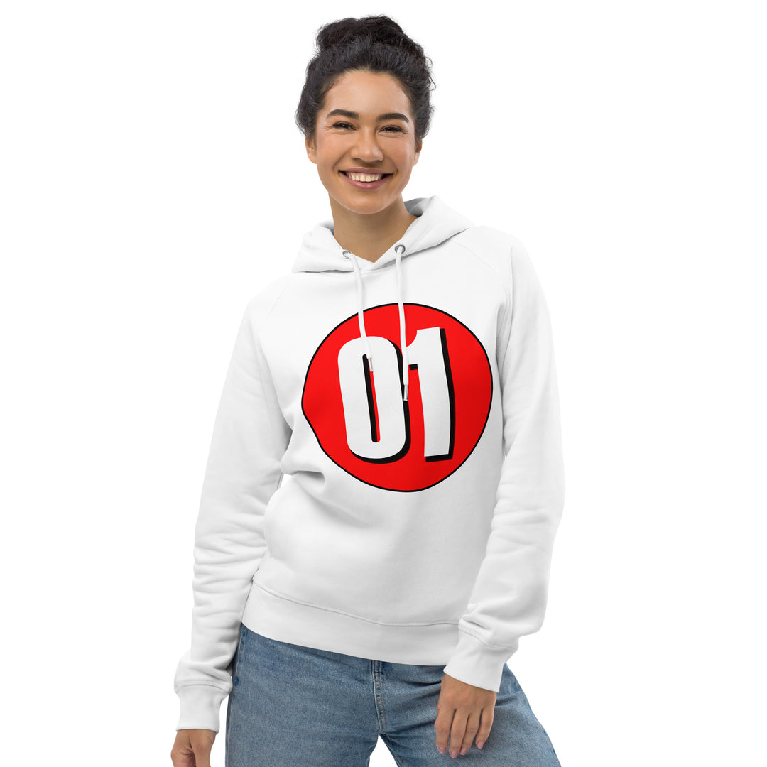 Unisex pullover hoodie: White on Red 01