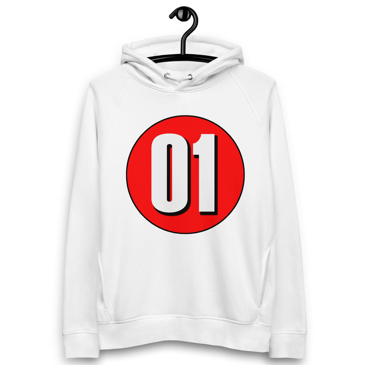 Unisex pullover hoodie: White on Red 01