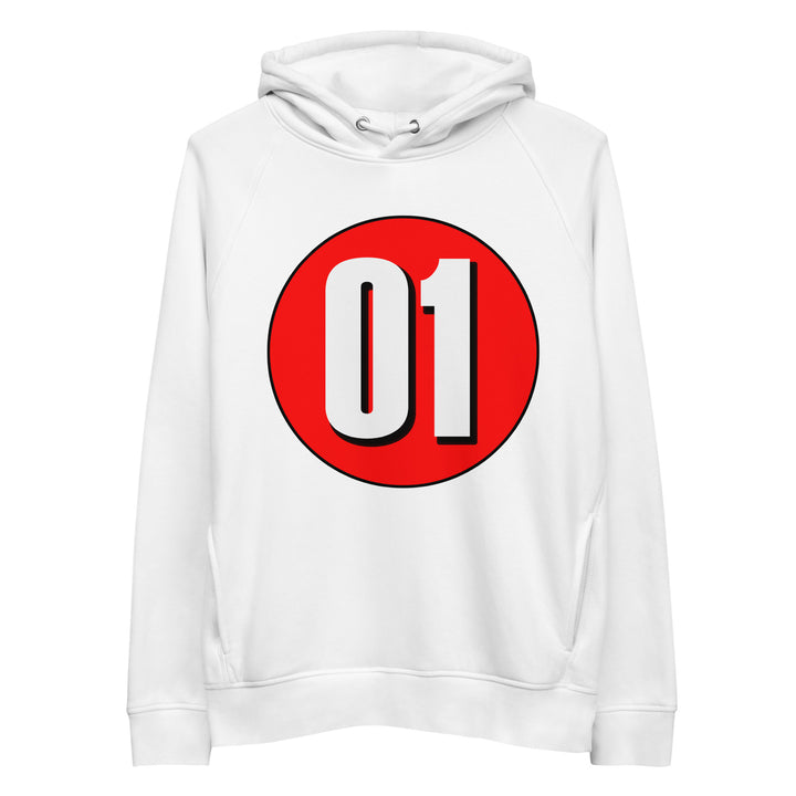 Unisex pullover hoodie: White on Red 01