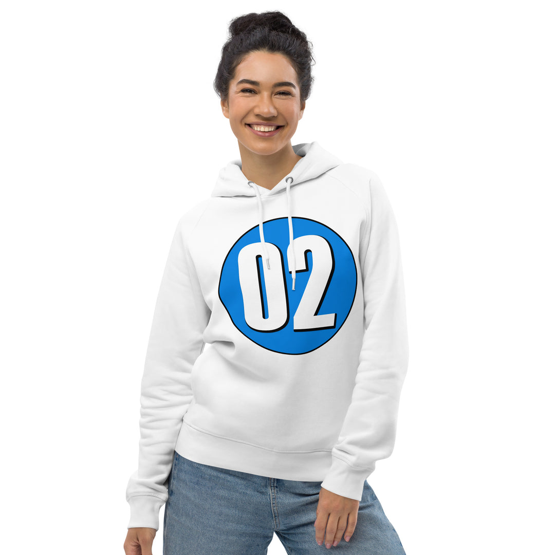 Unisex pullover hoodie: White on Blue 02