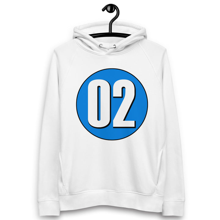 Unisex pullover hoodie: White on Blue 02