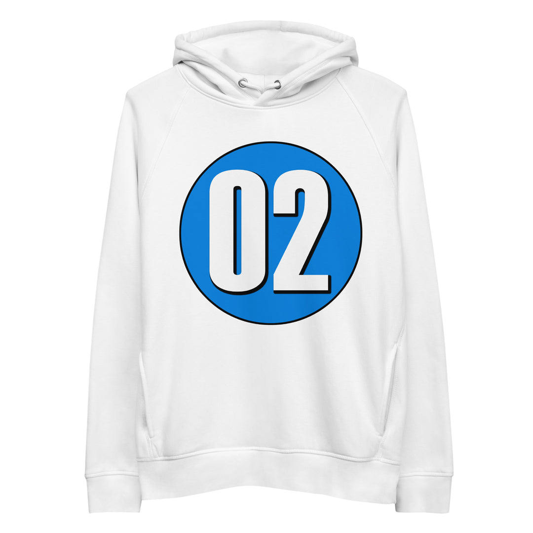 Unisex pullover hoodie: White on Blue 02