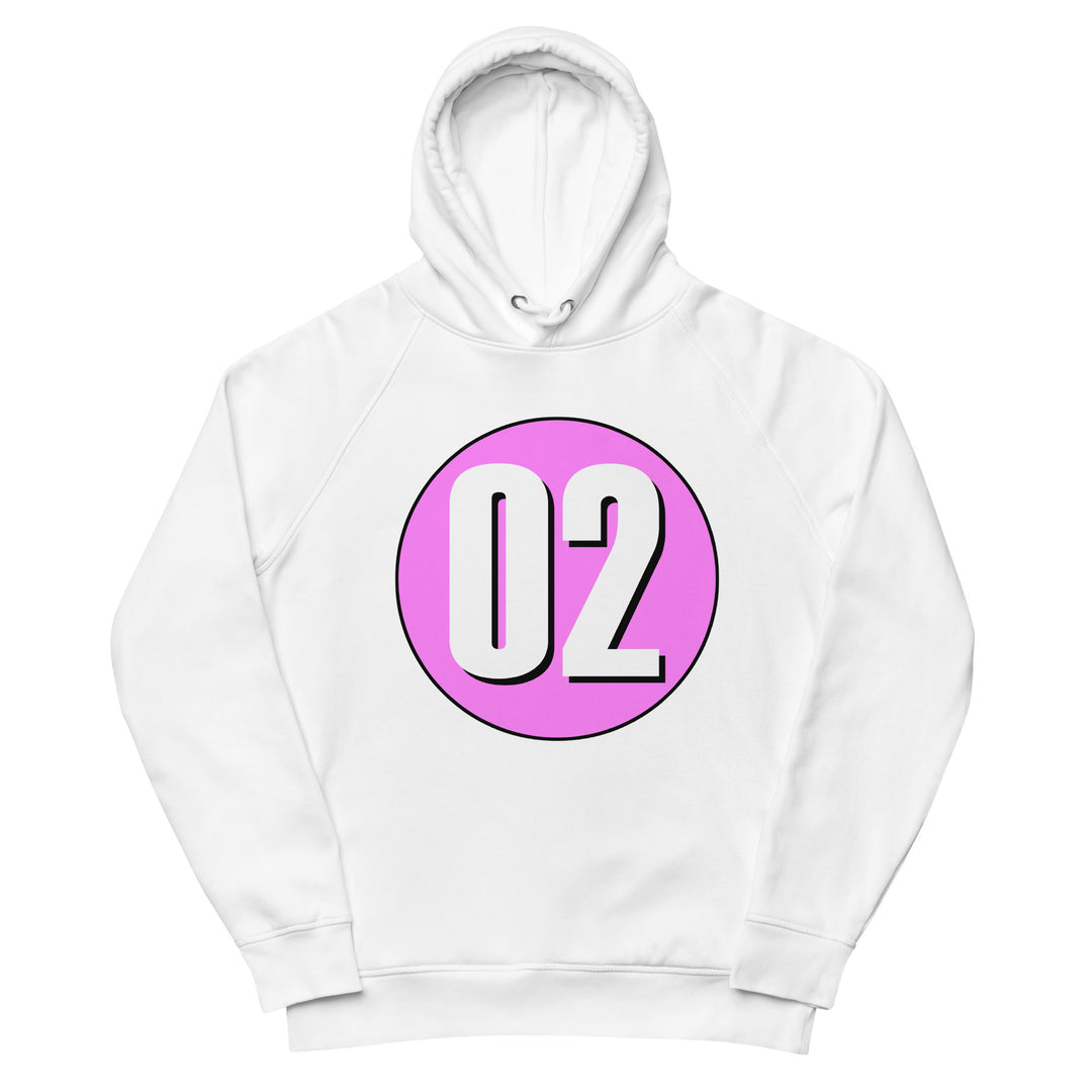 Unisex pullover hoodie: White on Pink 02